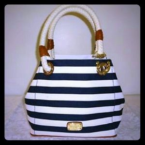 MK navy and white handbag